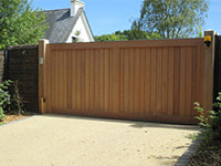 Large wooden driveways gates to house in Edinburgh